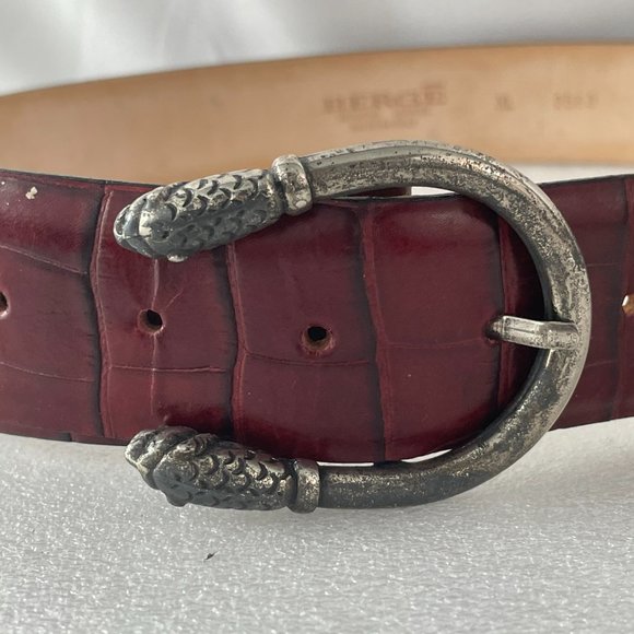 BERGÉ GENUINE RED LEATHER LION HEAD BUCKEL BELT main image 8